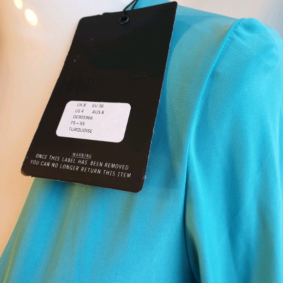 NWT Misguided turquoise long sleeve dress, US size 4 - Picture 6 of 6